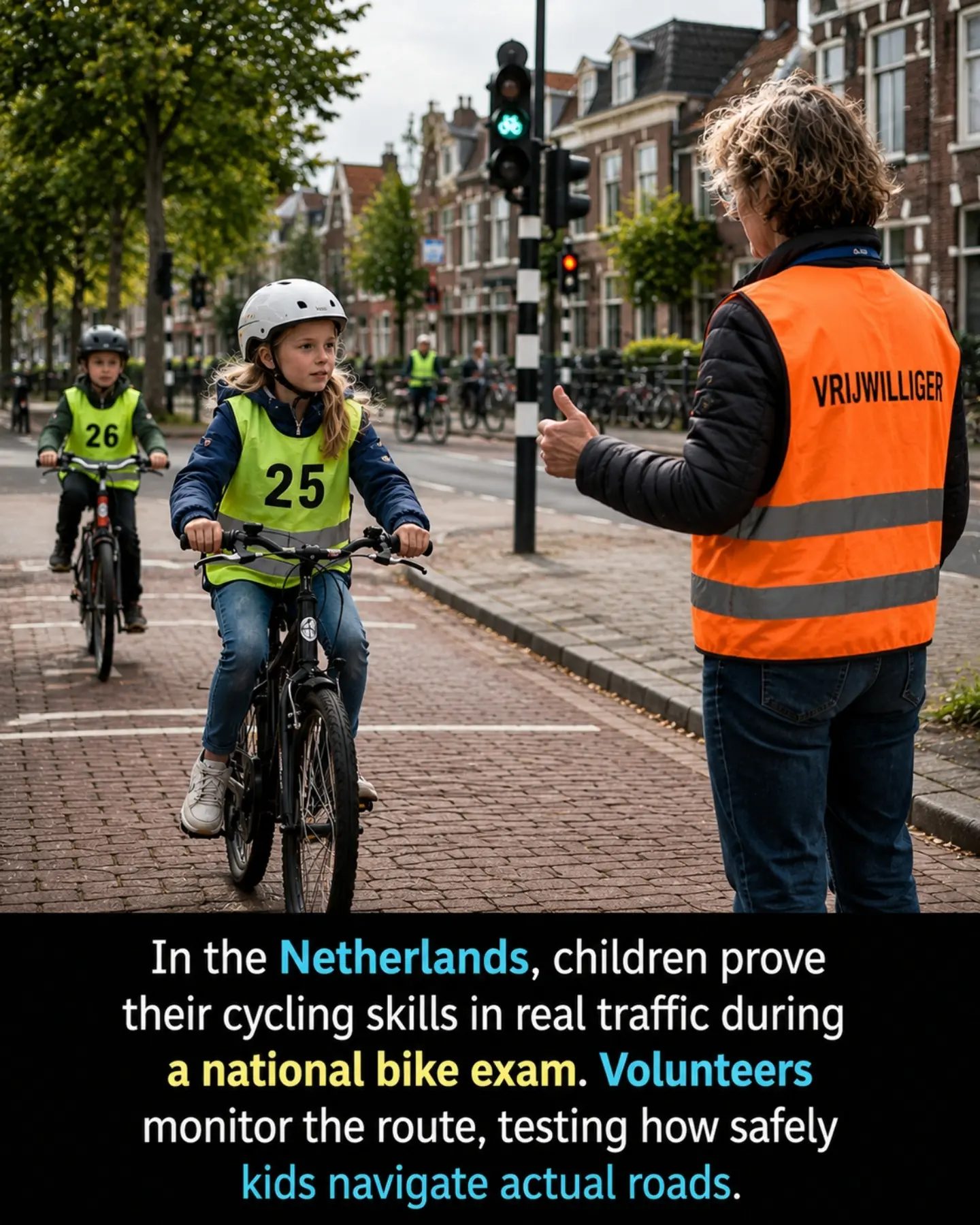Children Prove Cycling Skills in Netherlands Bike Exam