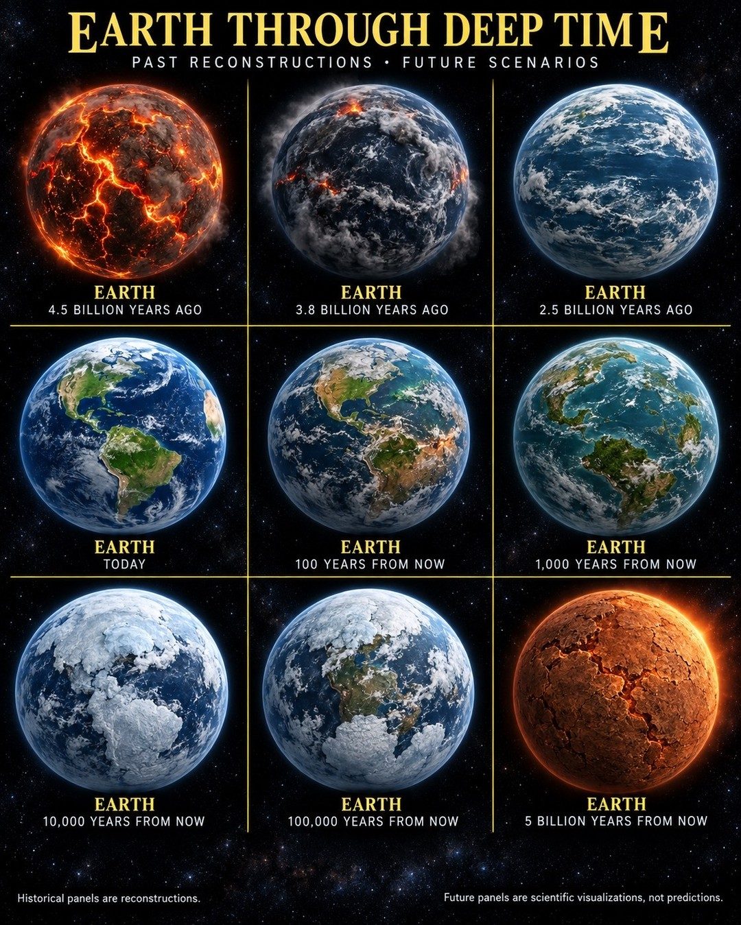 Earth's Evolution: Past and Future Visualizations