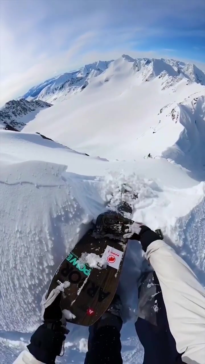 First-Person Snowboarding Down a Mountain