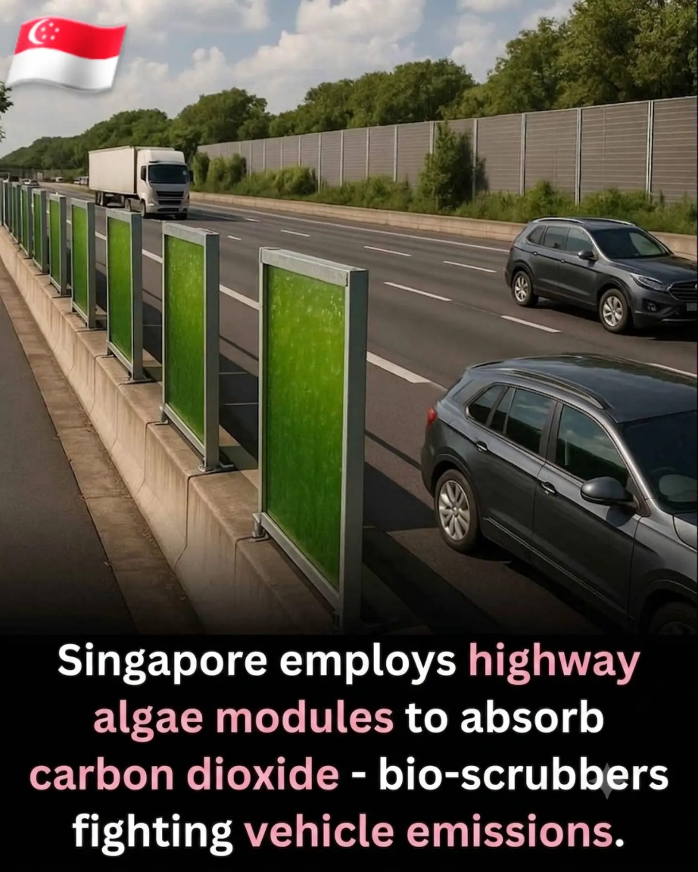 Singapore's Green Solution: Highway Algae Modules Fight Emissions