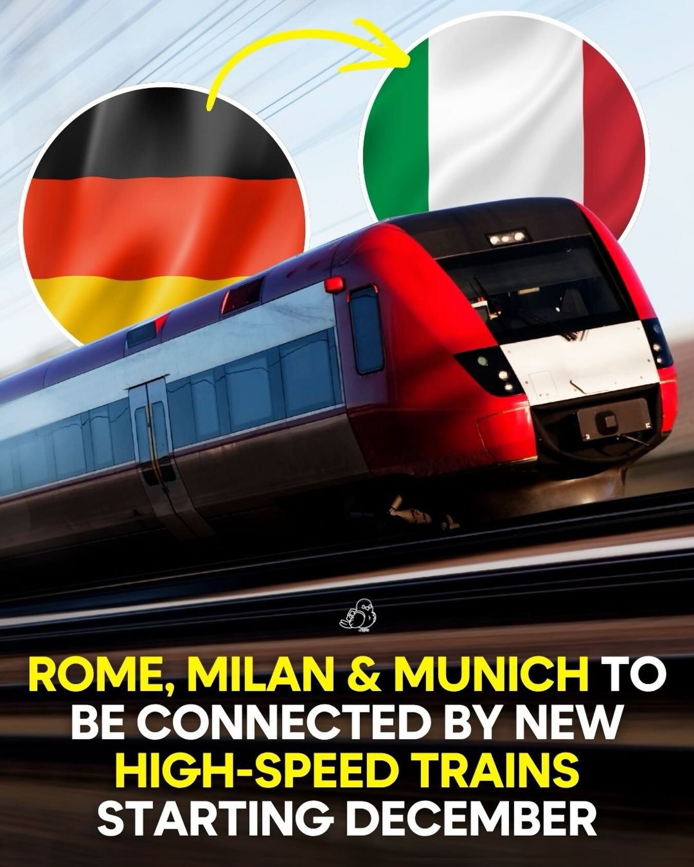 New High-Speed Train Routes: Munich to Rome and Milan.