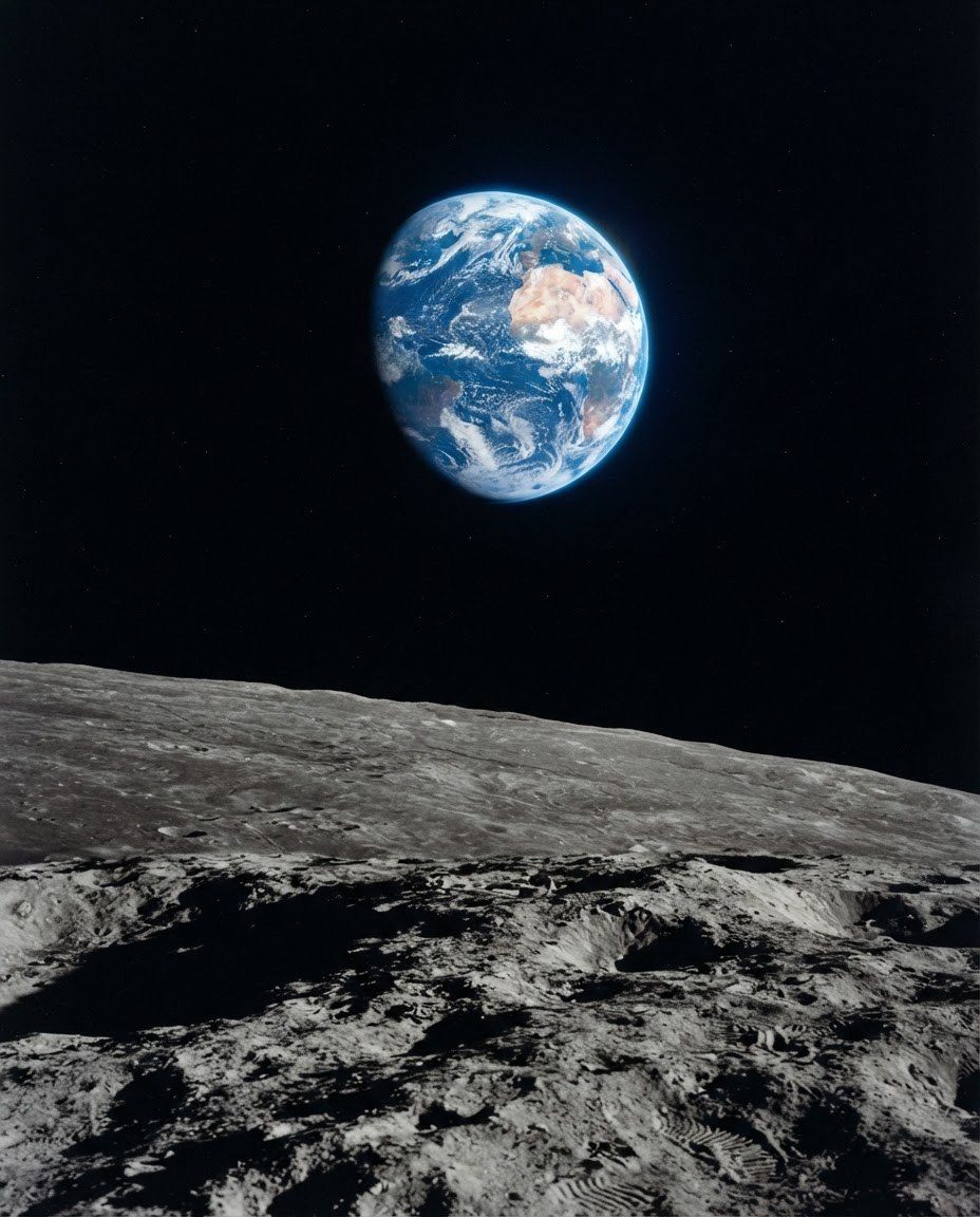 Earth View from Moon: Space Photography