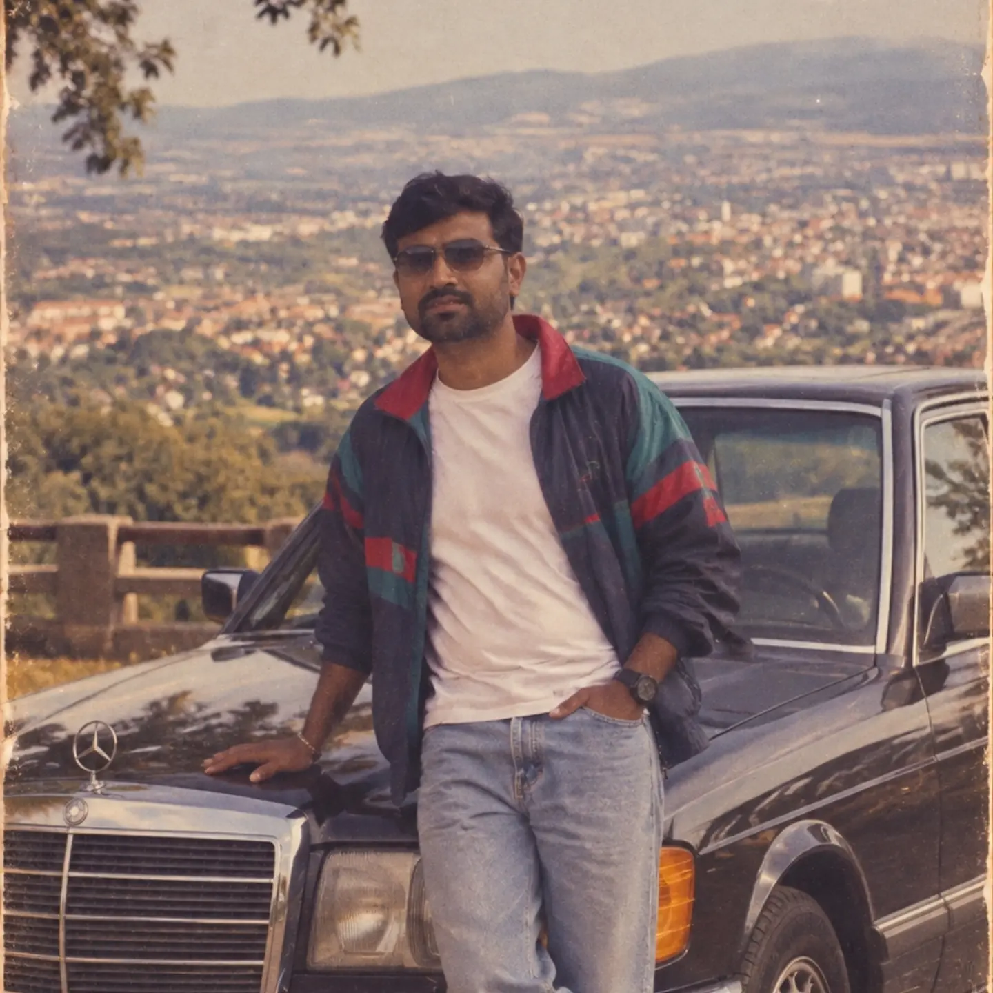 Man Posing with Mercedes-Benz Car
