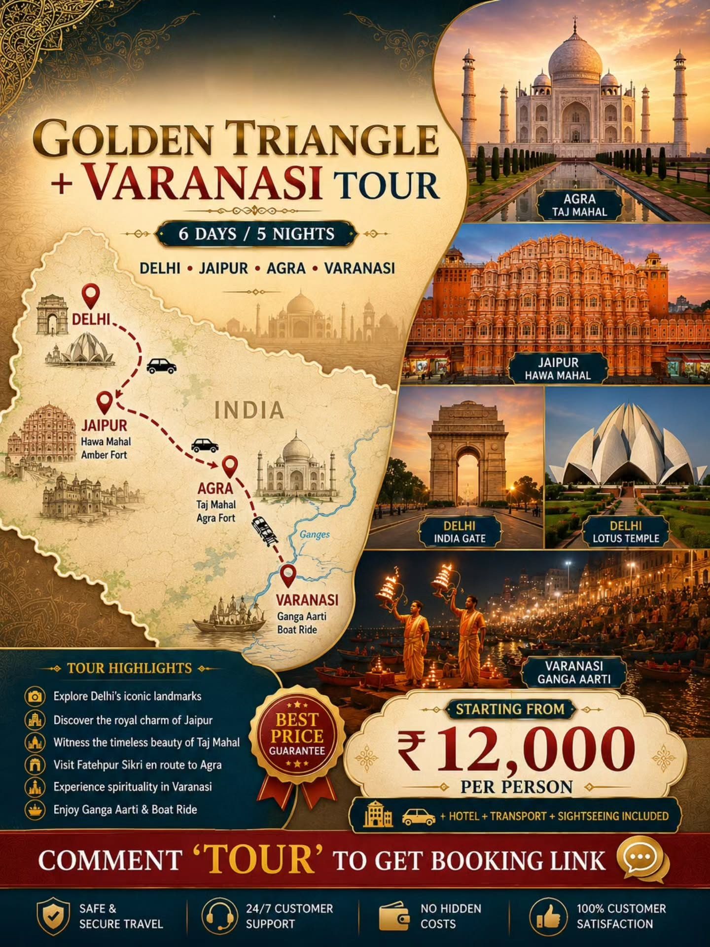 Discover India: 6-Day Golden Triangle + Varanasi Tour