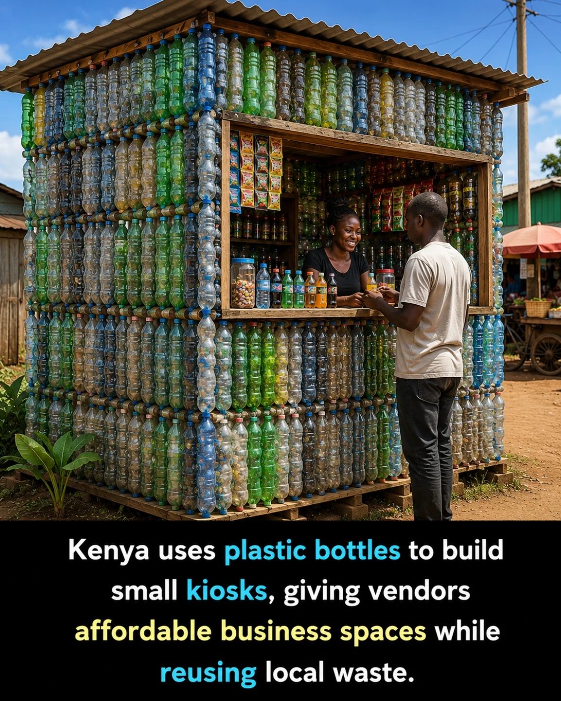 Kenya's Eco-Friendly Kiosks: Affordable Business from Plastic Waste
