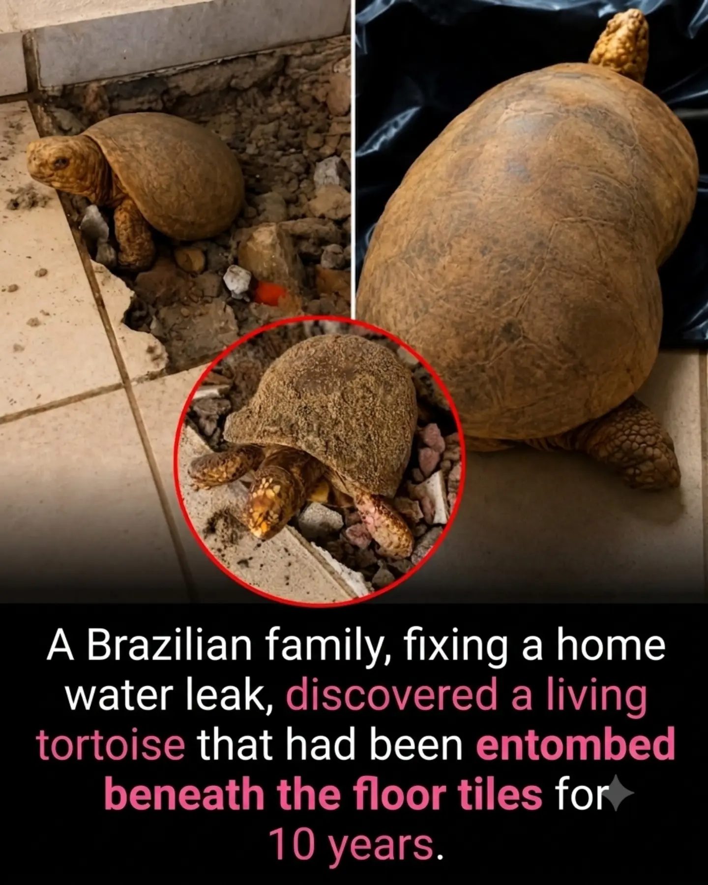 Brazilian Family Finds Tortoise Trapped Under Floor for Decades