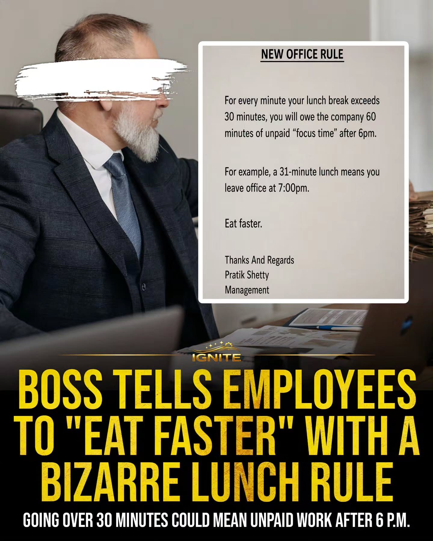 IGNITE's Controversial 30-Minute Lunch Rule: Eat Faster or Work Unpaid.