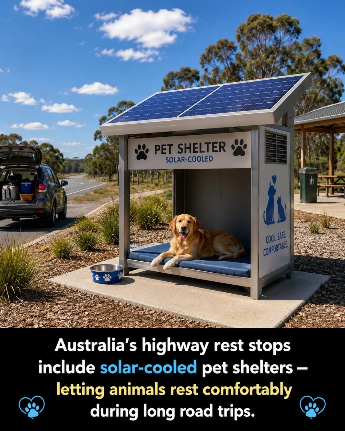Australia's Solar Pet Shelters: Keeping Pets Cool on Long Road Trips