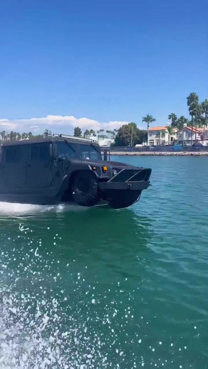Amphibious Hummer Driving on Water