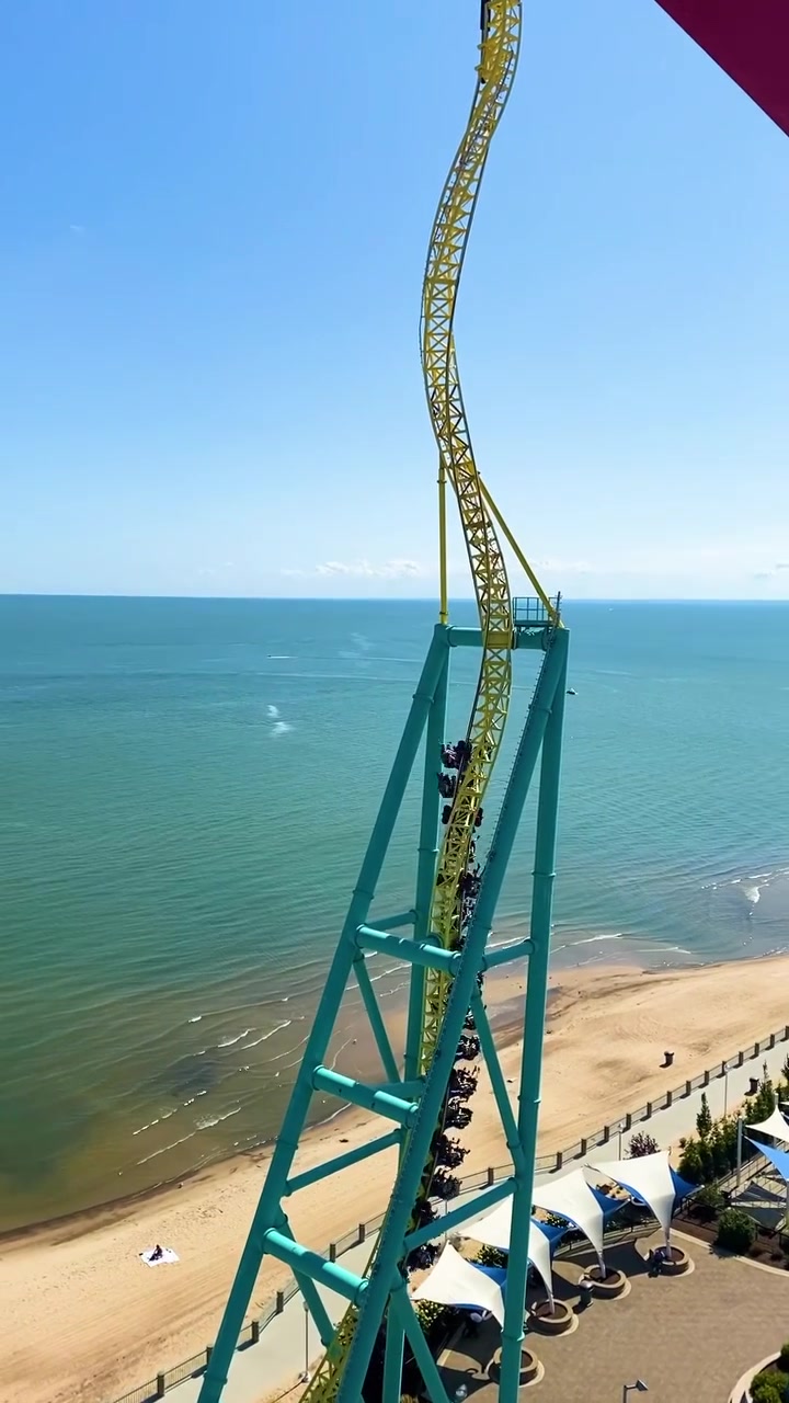 Roller Coaster Ride Over Beach and Ocean