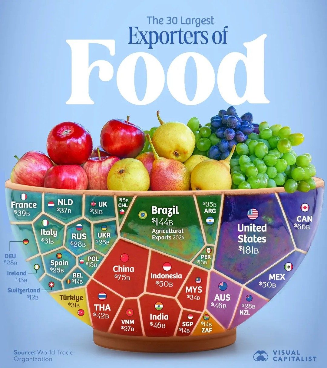 Top 30 Food Exporting Countries: A Global Trade Map