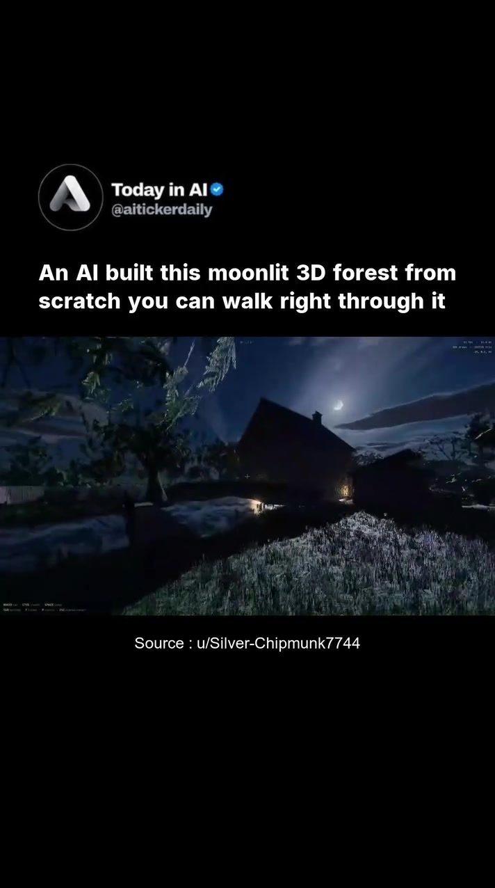 Exploring AI's Moonlit 3D Forest: A Walkthrough