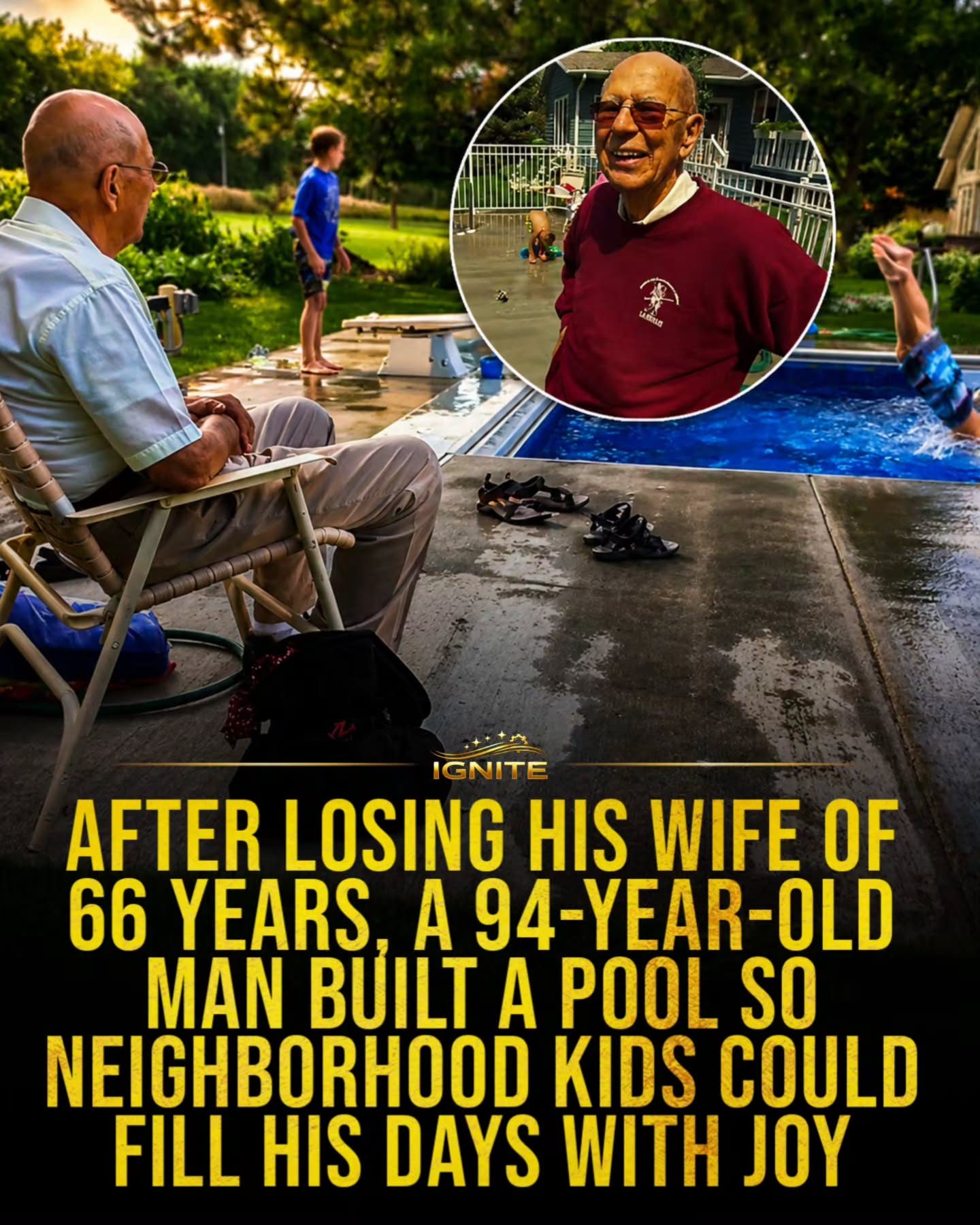 ### 94-Year-Old Man Finds Joy by Building a Pool for Kids After Losing His Wife
