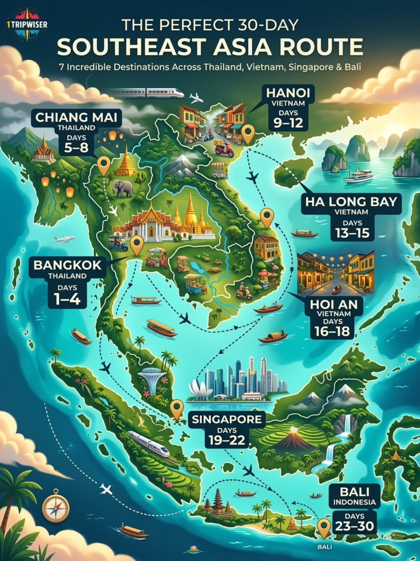 1Tripwiser: Perfect 30-Day Southeast Asia Itinerary