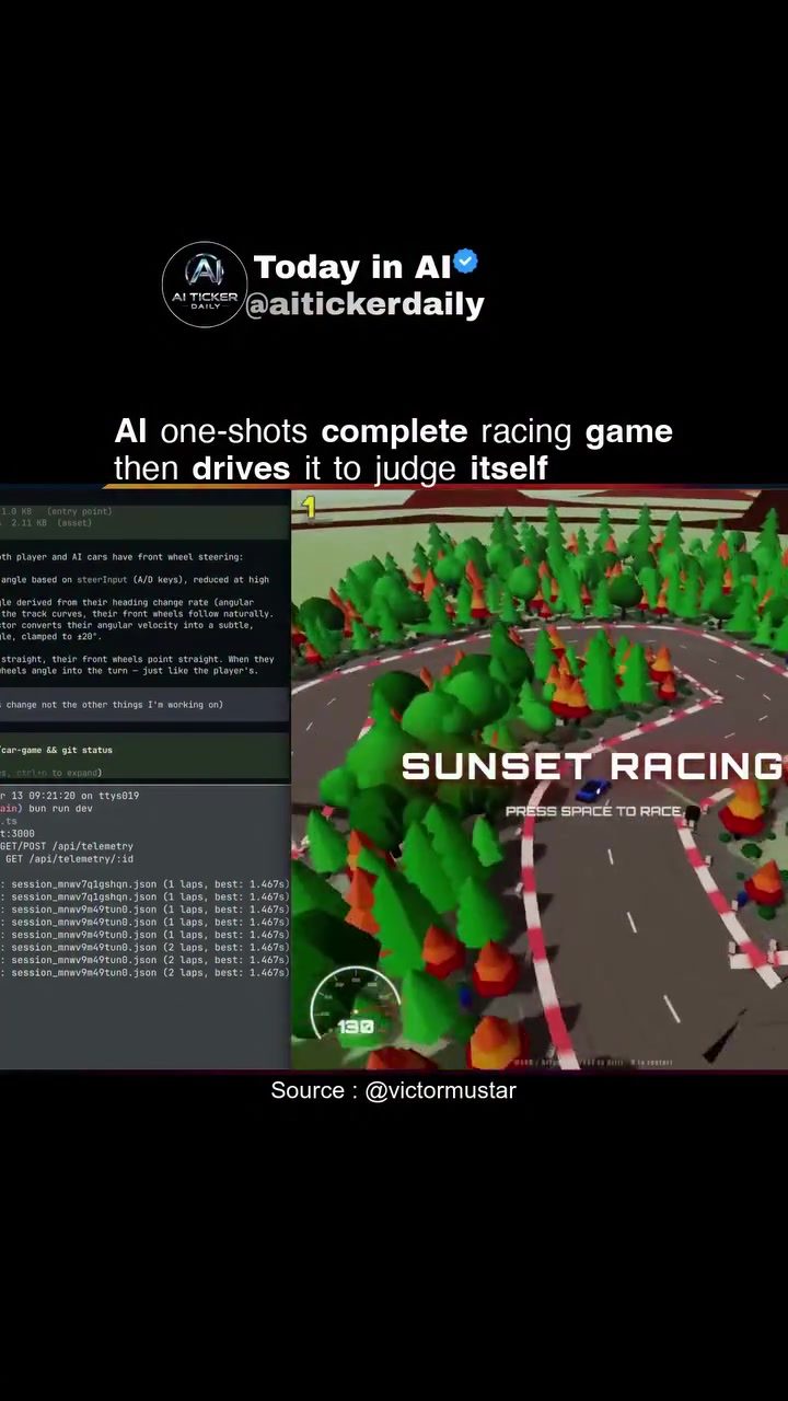 **AI Races & Evaluates in Sunset Racing Game Demo**