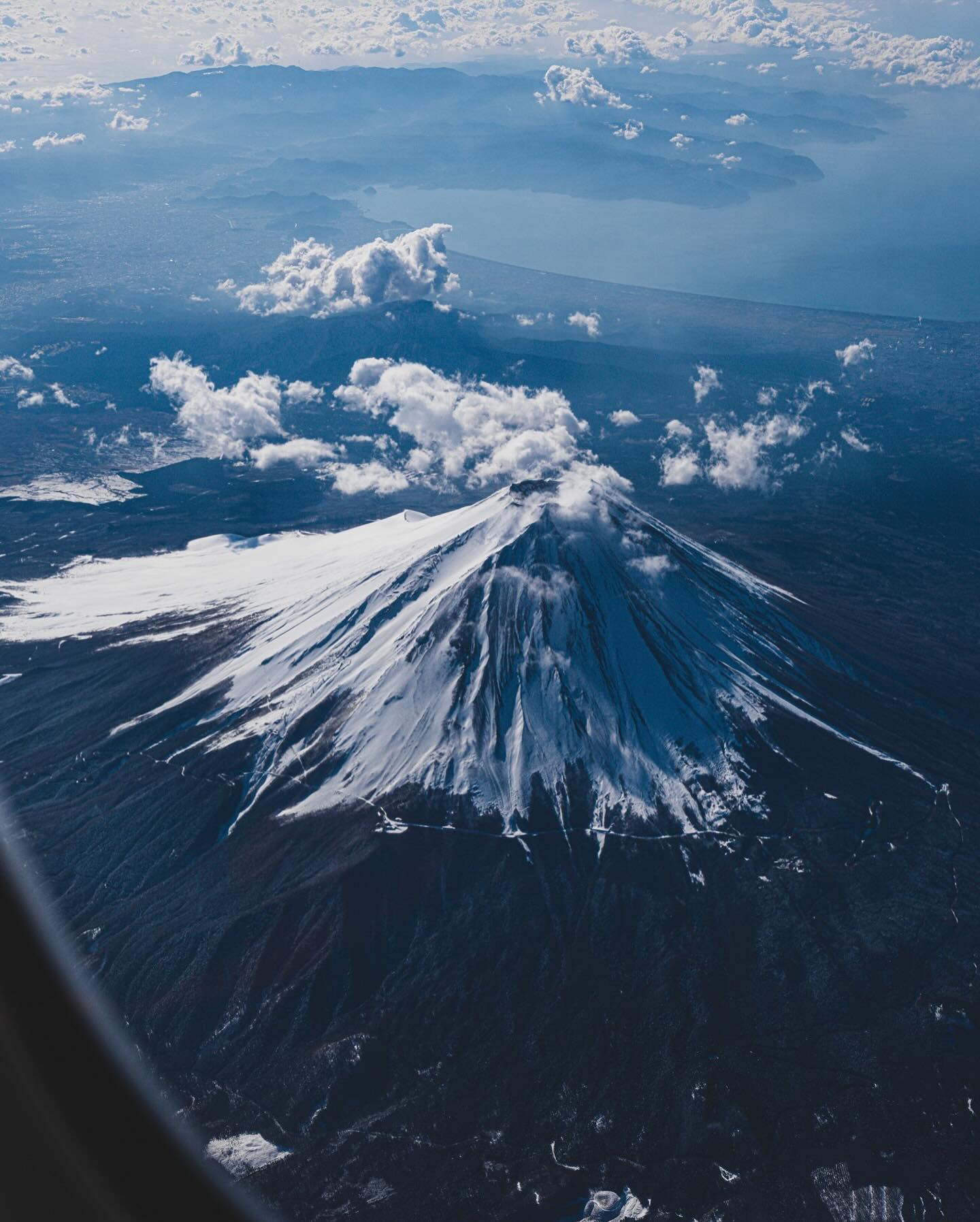 Mount Fuji Aerial Views from Airplane Window