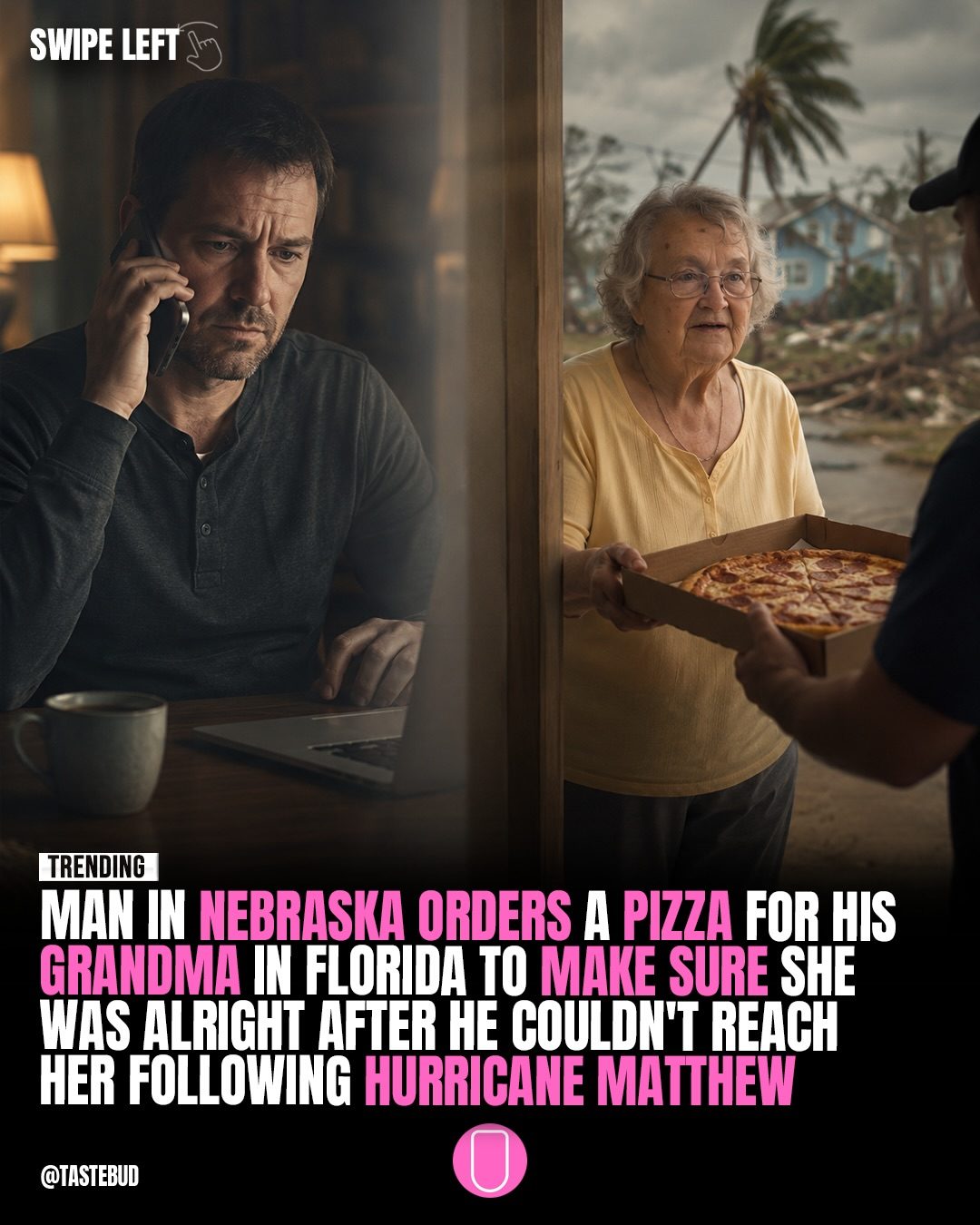 Papa John's Delivery Heroically Connects Grandson to Grandmother During Hurricane Matthew