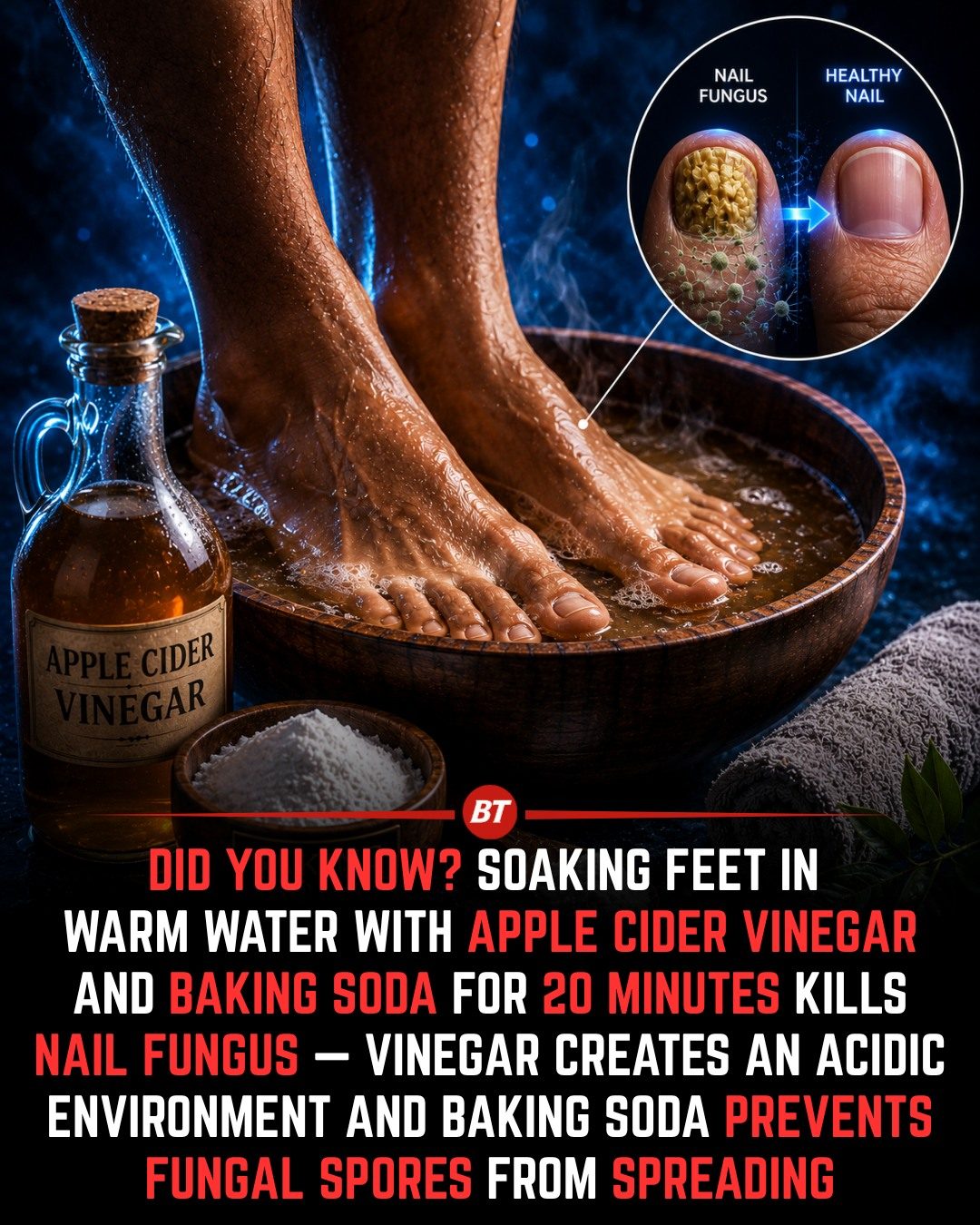 Nail Fungus Relief: Benefits of Apple Cider Vinegar and Baking Soda Foot Soaks