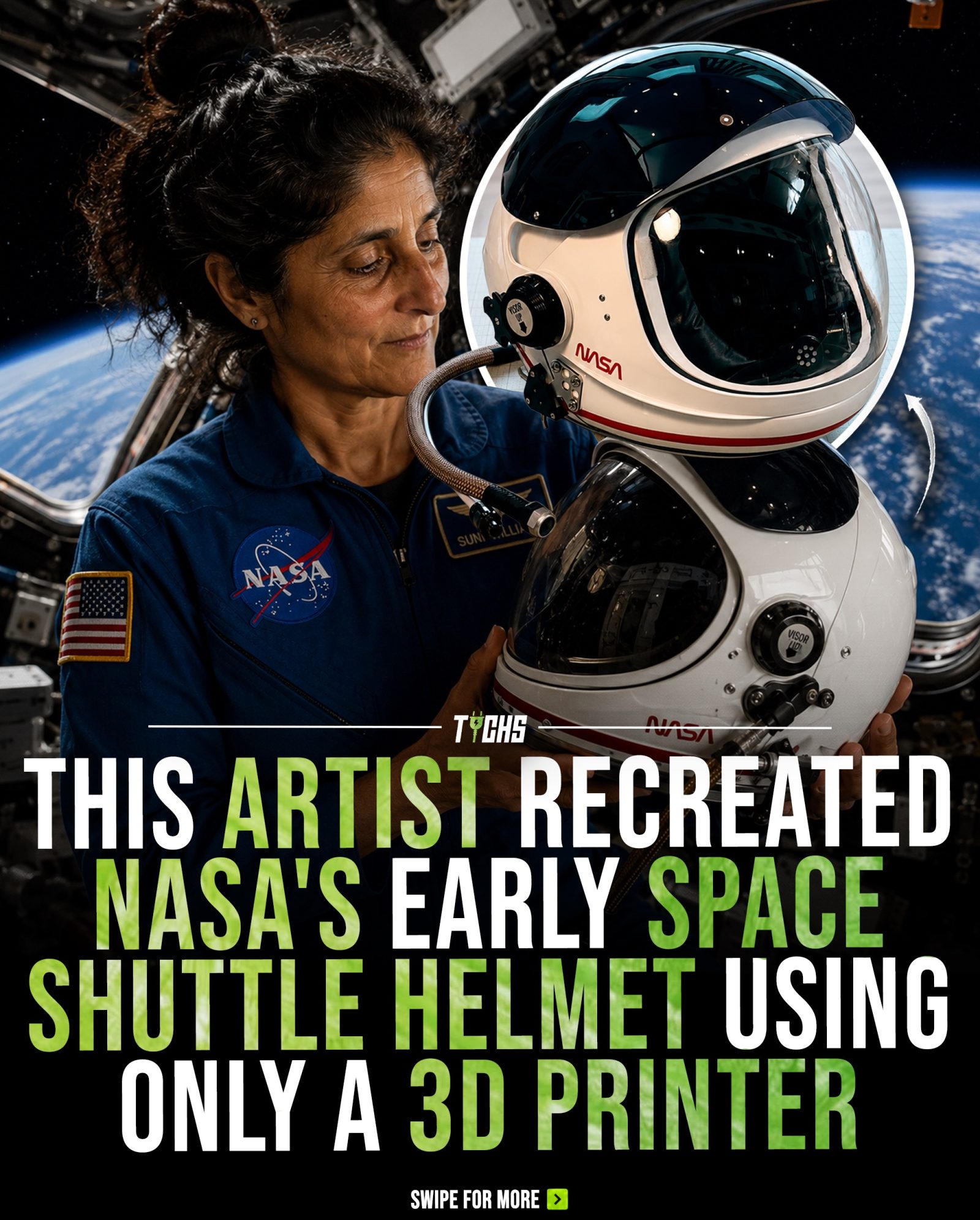 3D Printed NASA Space Shuttle Helmet Recreated by Artist