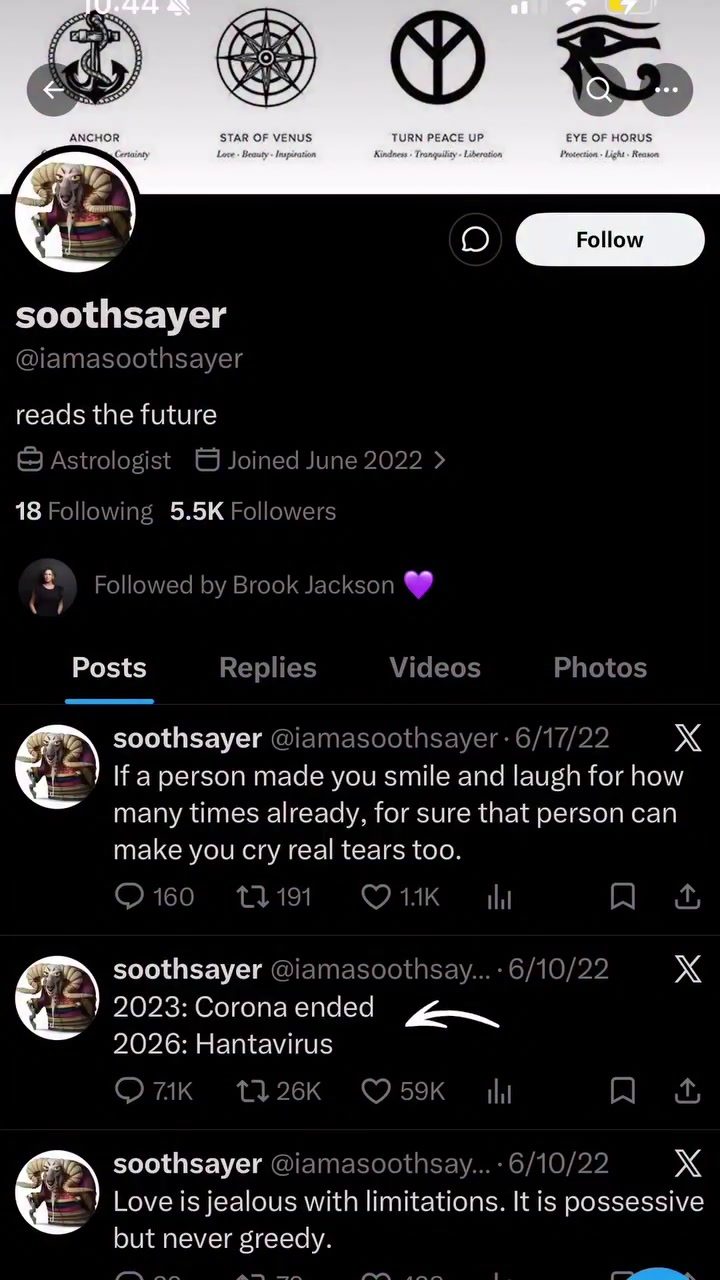 The Soothsayer's Predictions: Hantavirus and Beyond
