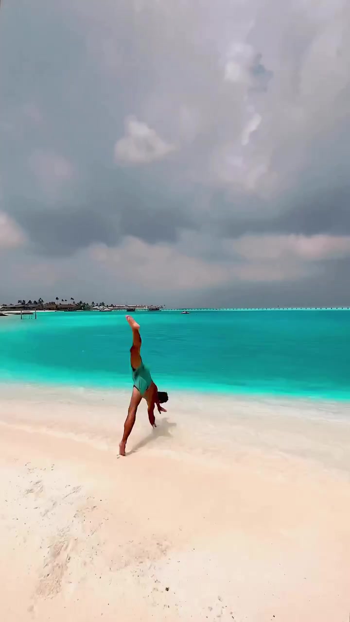 Beach Jumping Fun: Tropical Ocean Swim