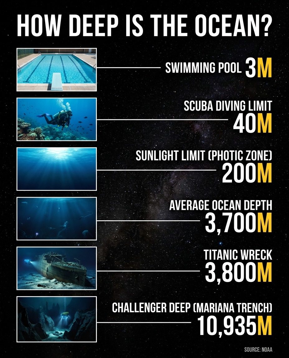 Ocean Depths: From Swimming Pool to Mariana Trench