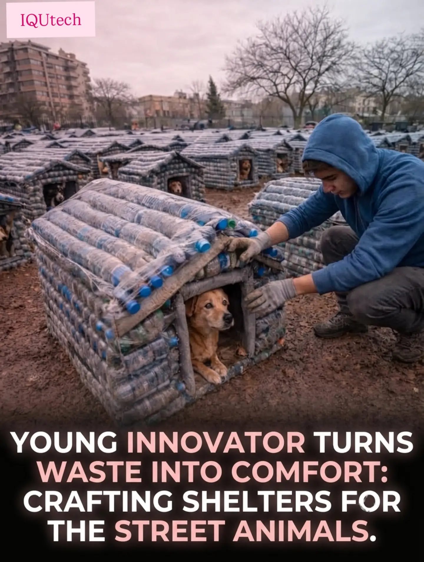 Innovator Turns Plastic Bottles into Dog Shelters