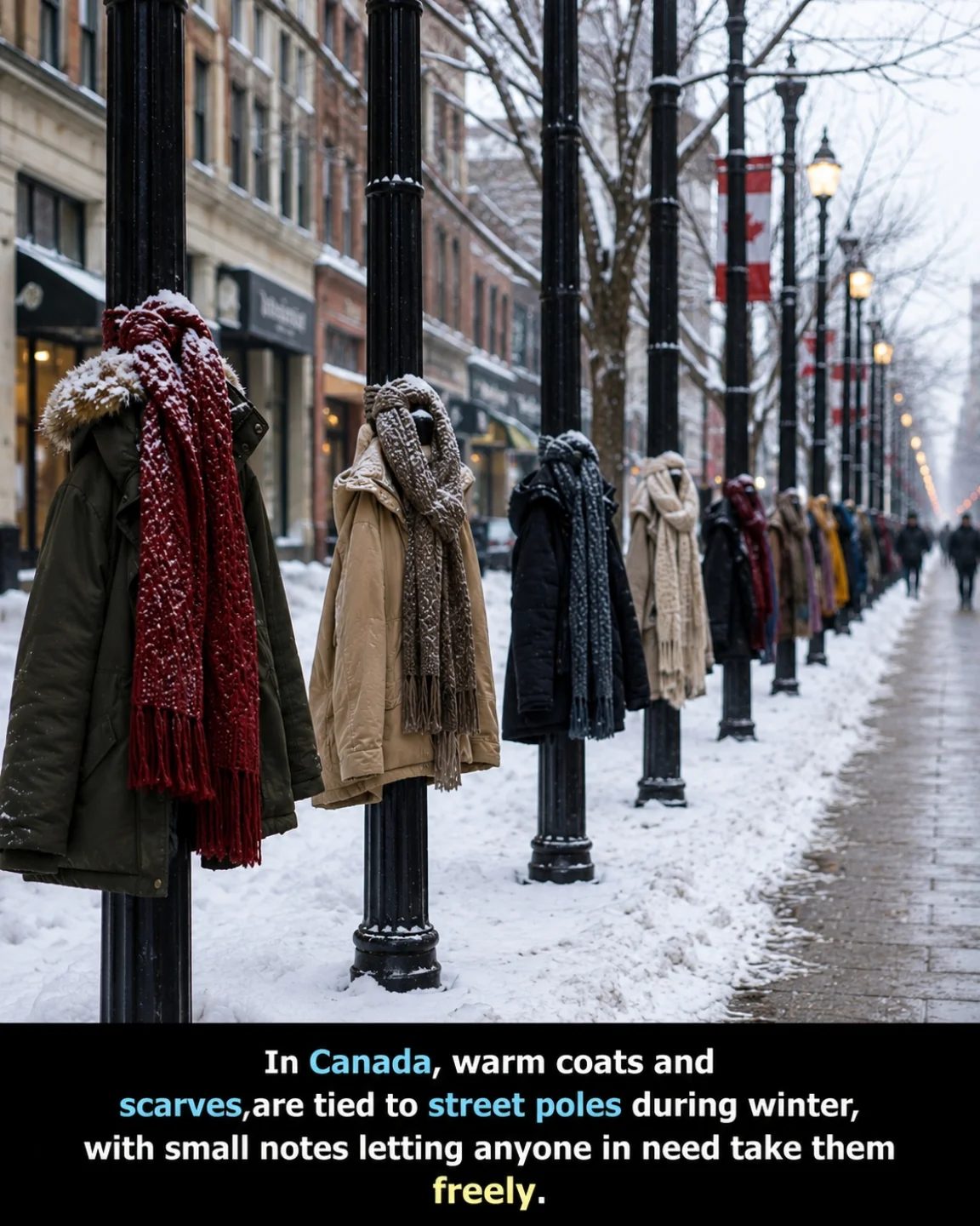 Winter Clothing Drive: Canadians Share Warmth on Street Poles