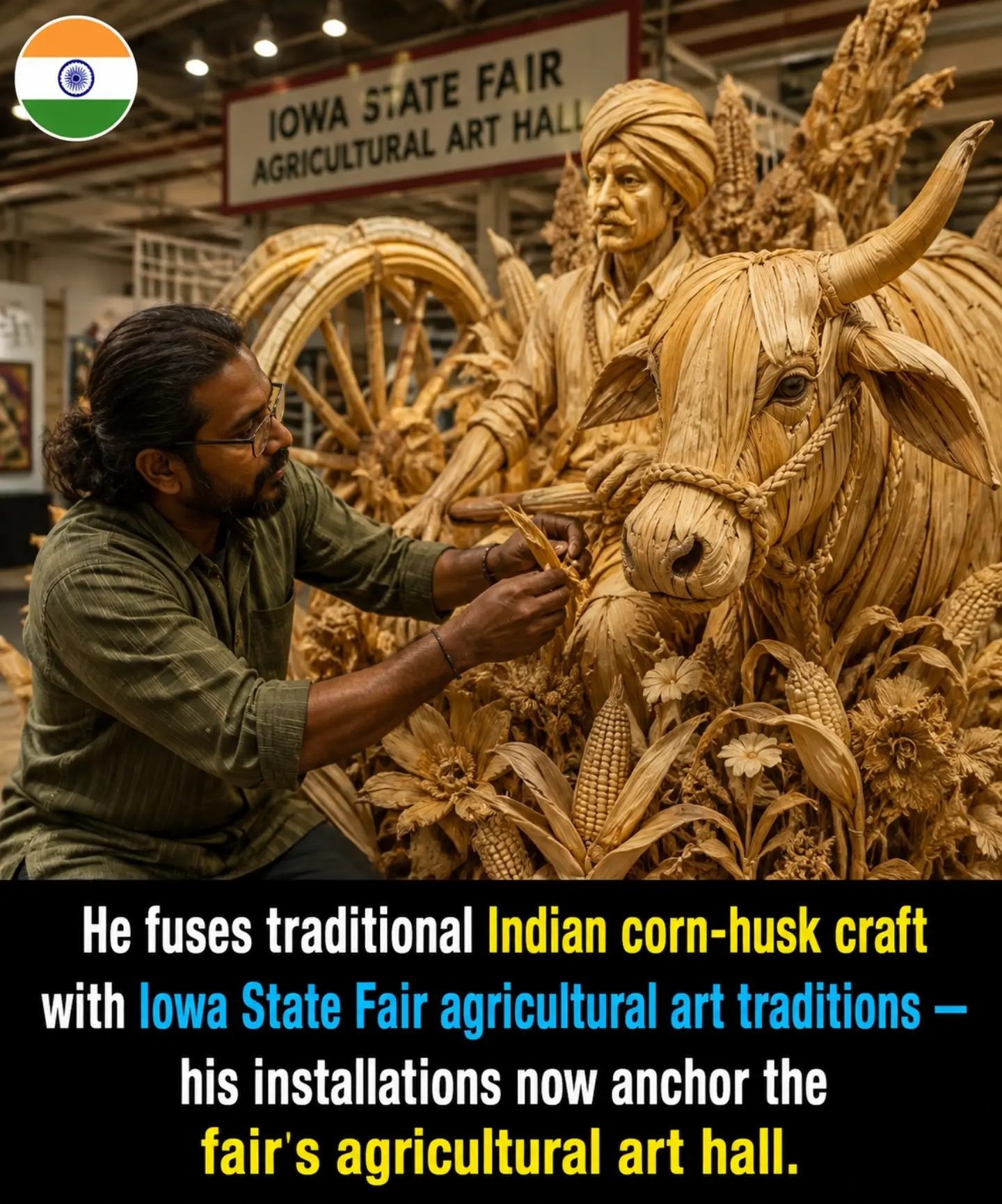 Corn-Husk Artistry Blends Indian Craftsmanship with Iowa Fair Traditions