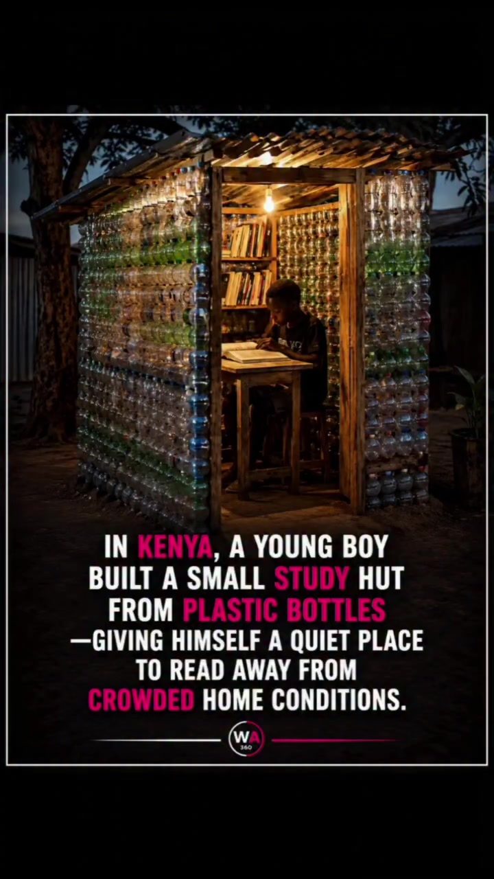 Boy in Kenya Builds Study Hut From Plastic Bottles