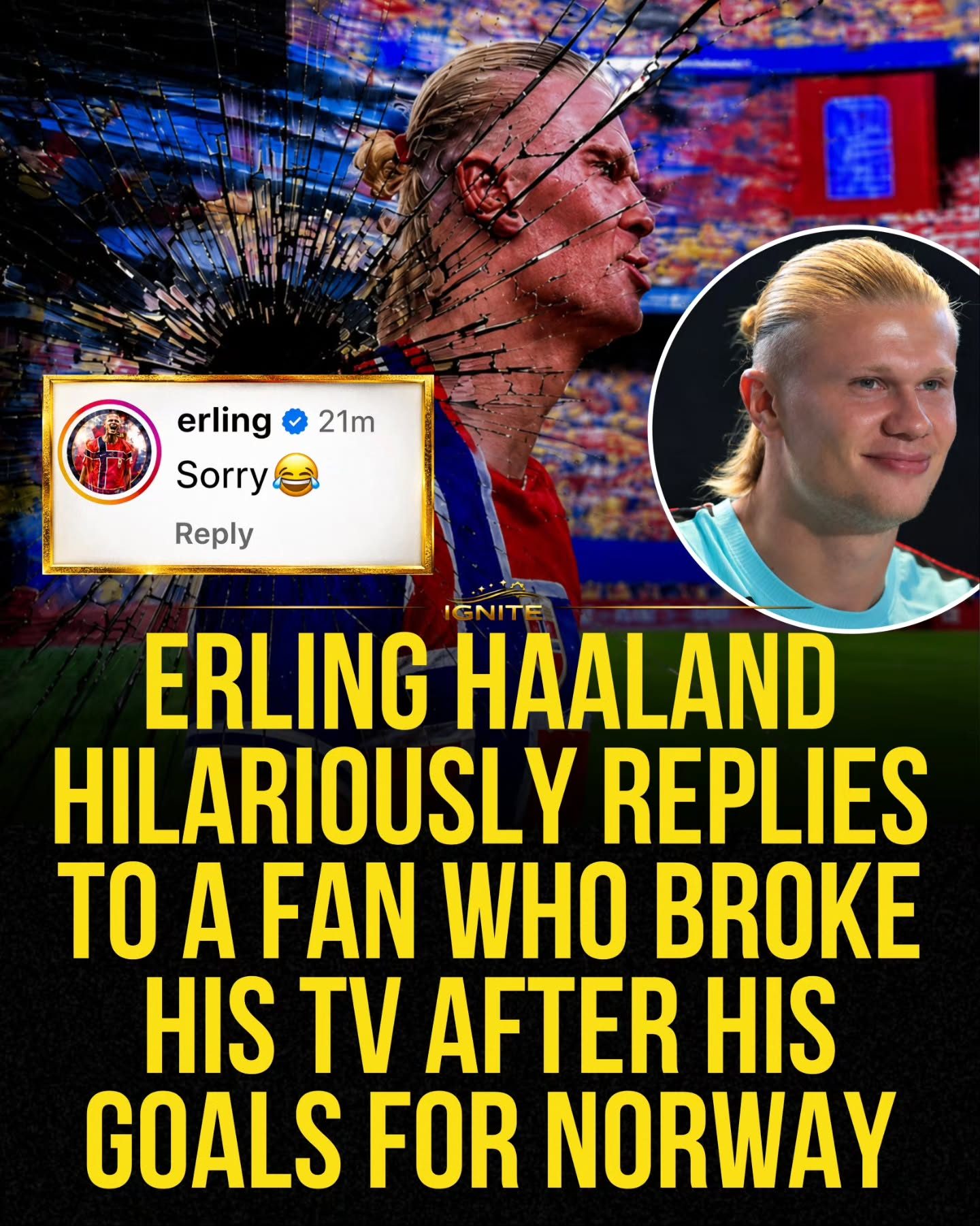 Haaland's Funny Reply to Fan Who Broke TV After His Goals