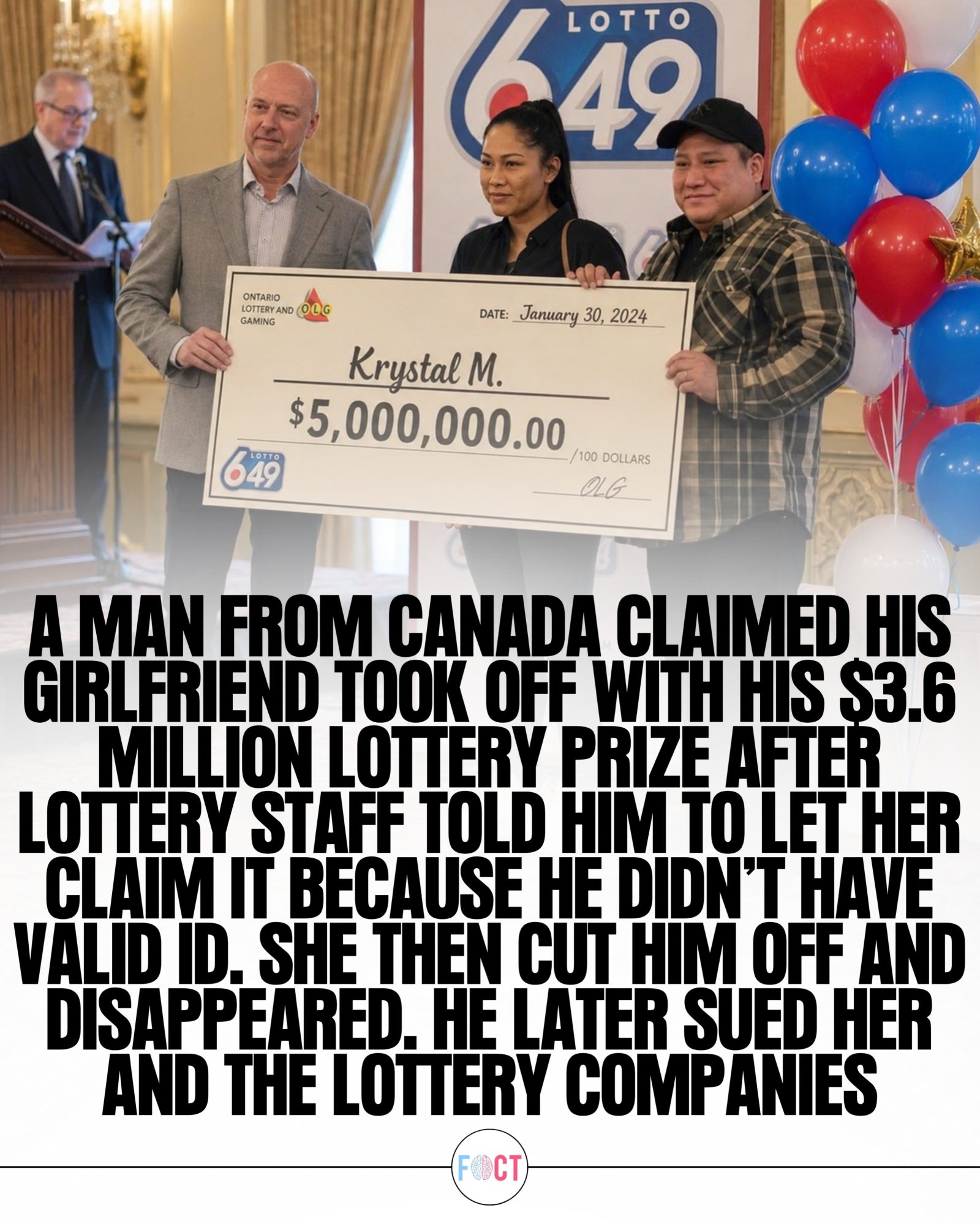 Man's $3.6M Lottery Win Leads to Lawsuit Against Girlfriend