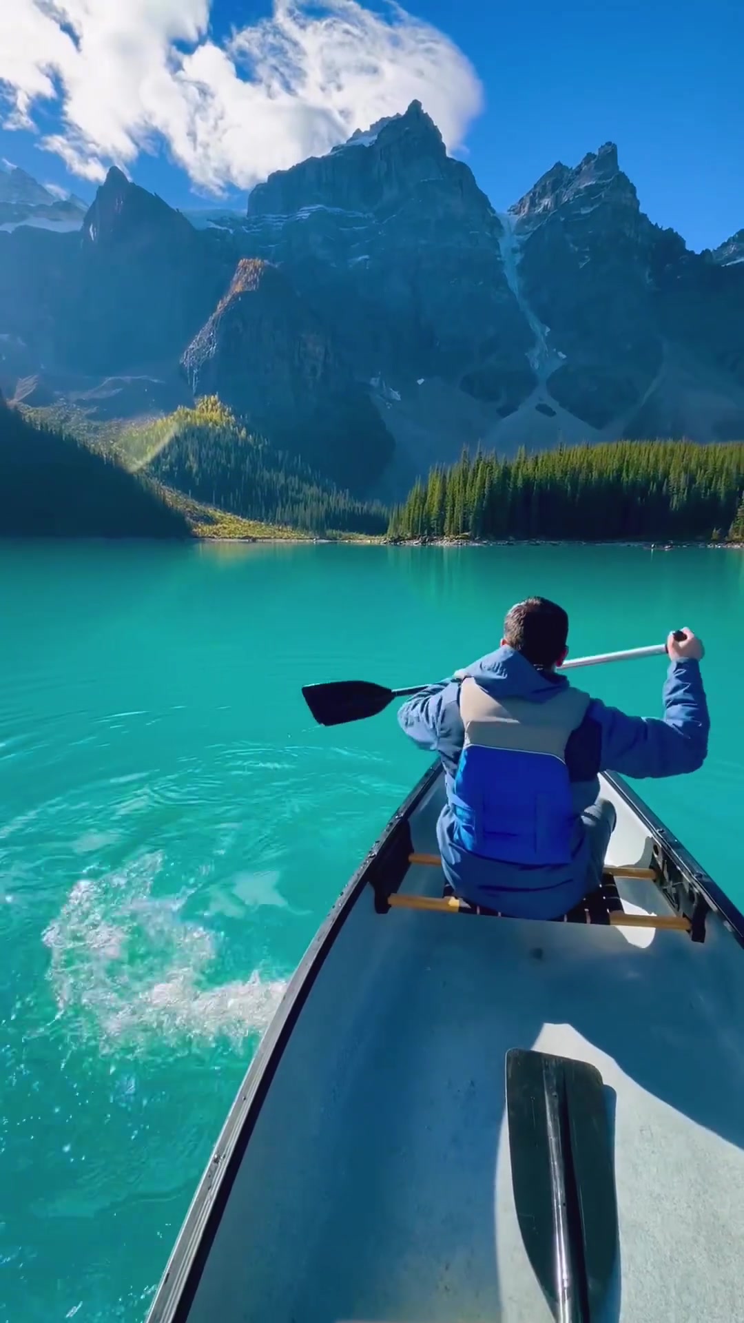 Canoeing Lake Moraine in Banff National Park