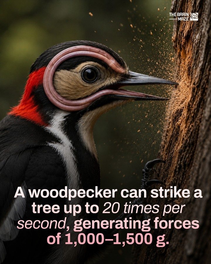 How Woodpeckers Safely Strike Trees 20 Times Per Second