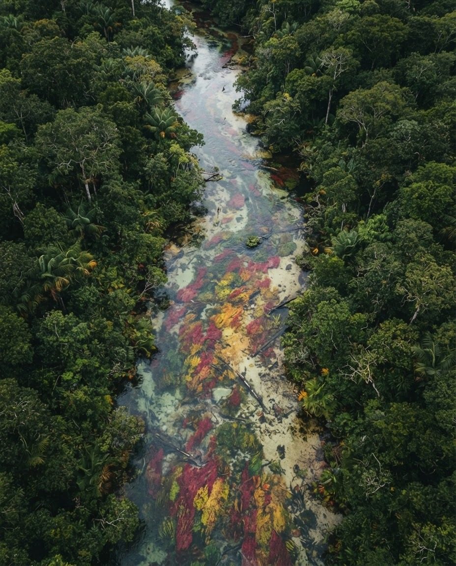 Amazon River's Vibrant Colors and Rainforest Beauty