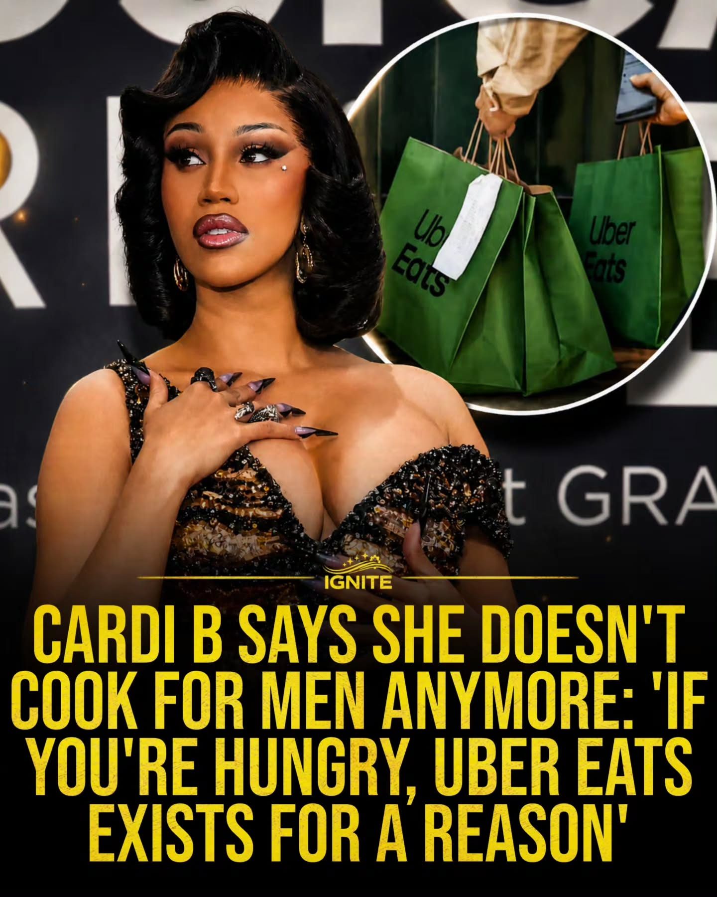 Cardi B Endorses Uber Eats: No More Cooking for Men