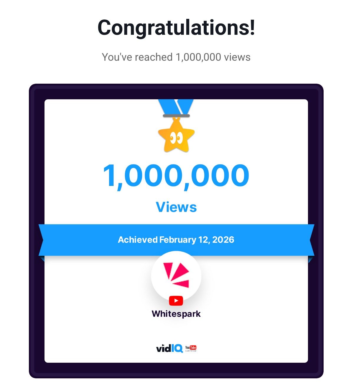 Whitespark Hits 1,000,000 YouTube Views Milestone
