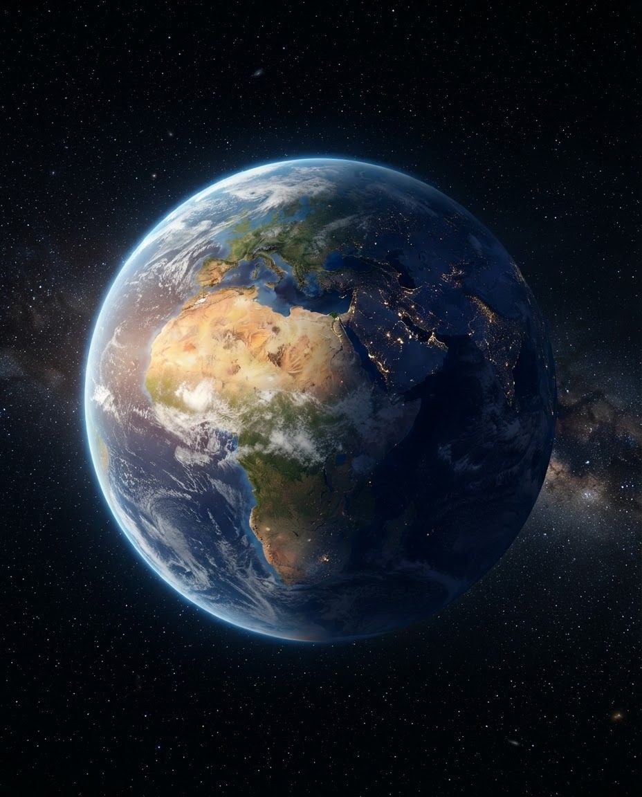 Earth View from Space: Continents, Oceans, and Clouds