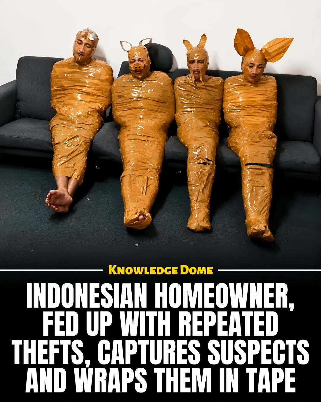Homeowner’s Tape Trap: Indonesian Thieves  Wrapped in Viral Stunt