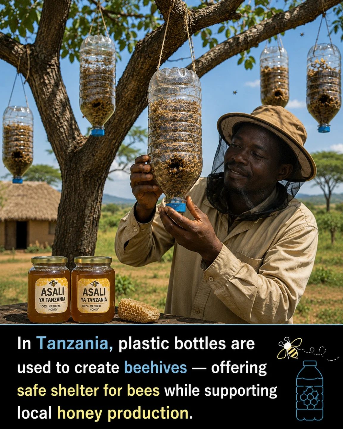 Innovative Eco-Beekeeping: Tanzania's Repurposed Plastic Beehives