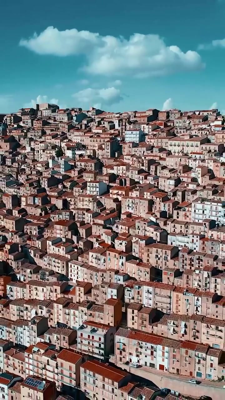 Gangi Sicily's Hillside Town Aerial View