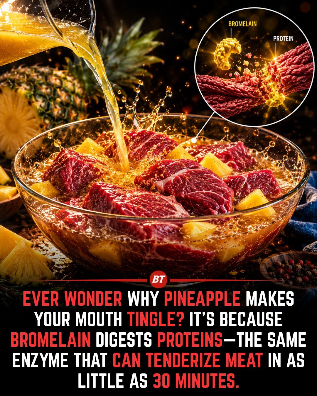 Pineapple's Bromelain: The Secret to Quick Meat Tenderization