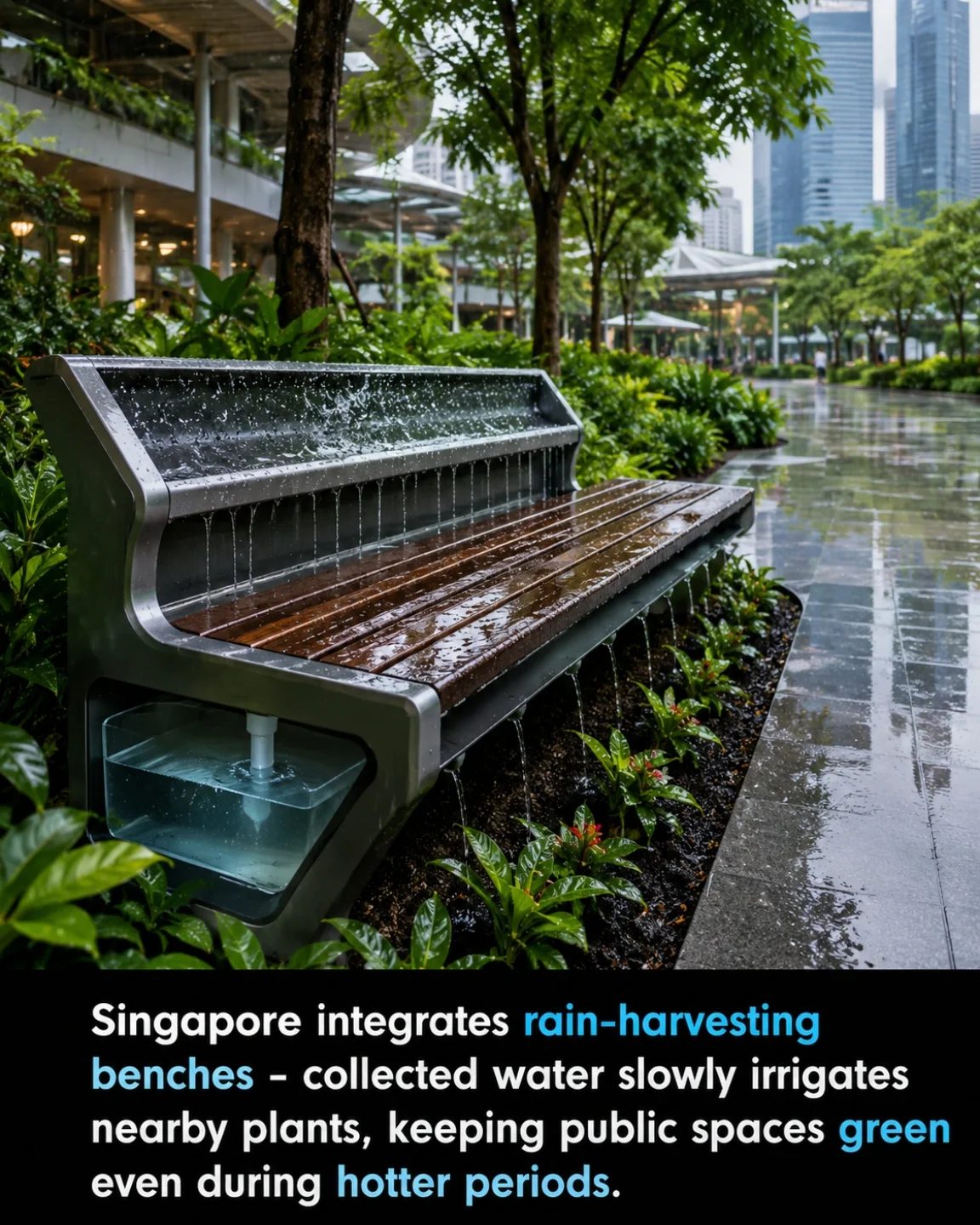 Singapore's Rainwater Harvesting Benches: Green Urban Design