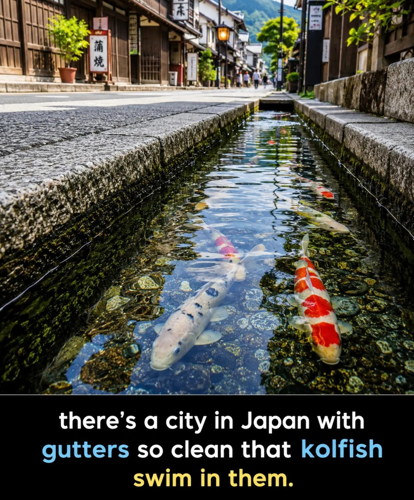 Japanese City Where Koi Fish Swim in Clean Gutters