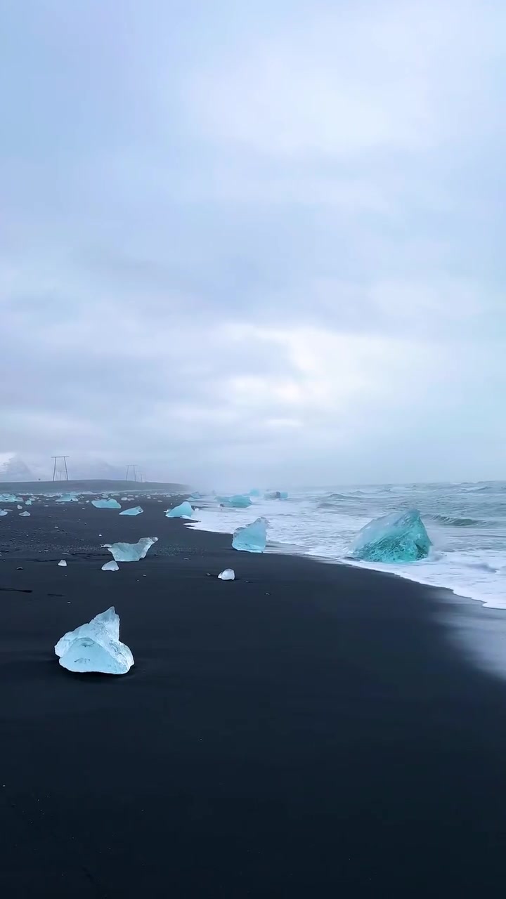Iceland's Black Sand Beaches with Icebergs