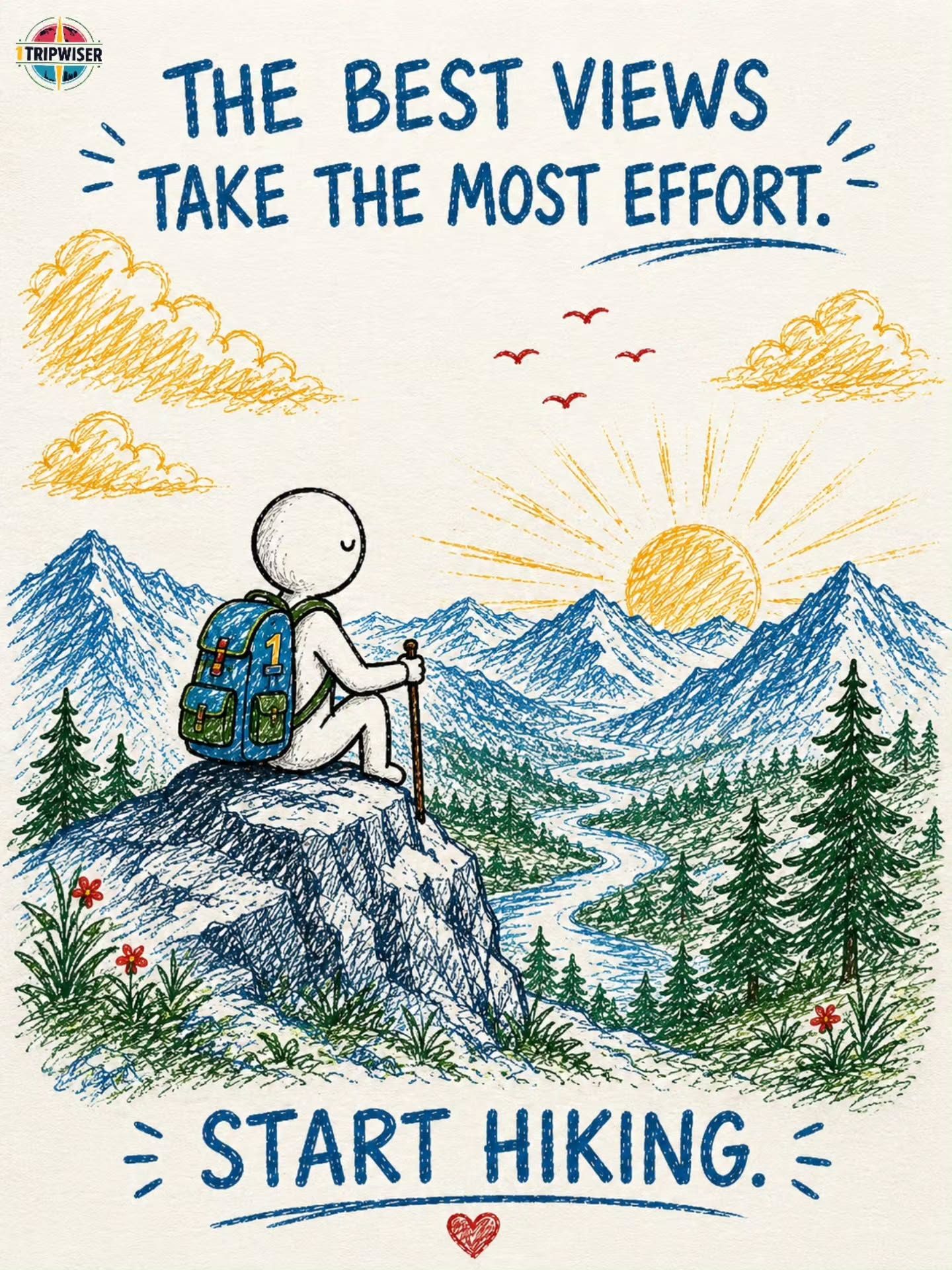 Tripwiser's Inspirational Hiking Illustration Encourages Adventure