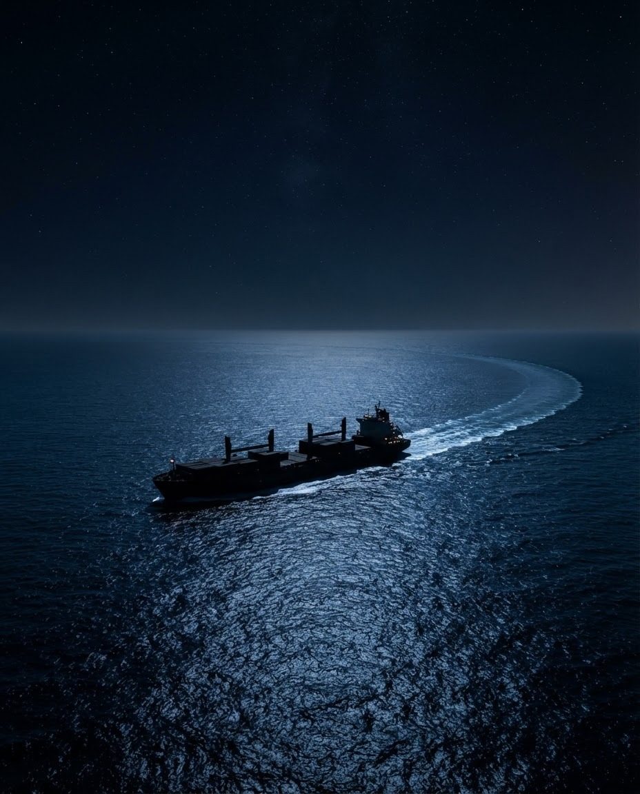 Cargo Ships at Night: Maritime Transport in Action