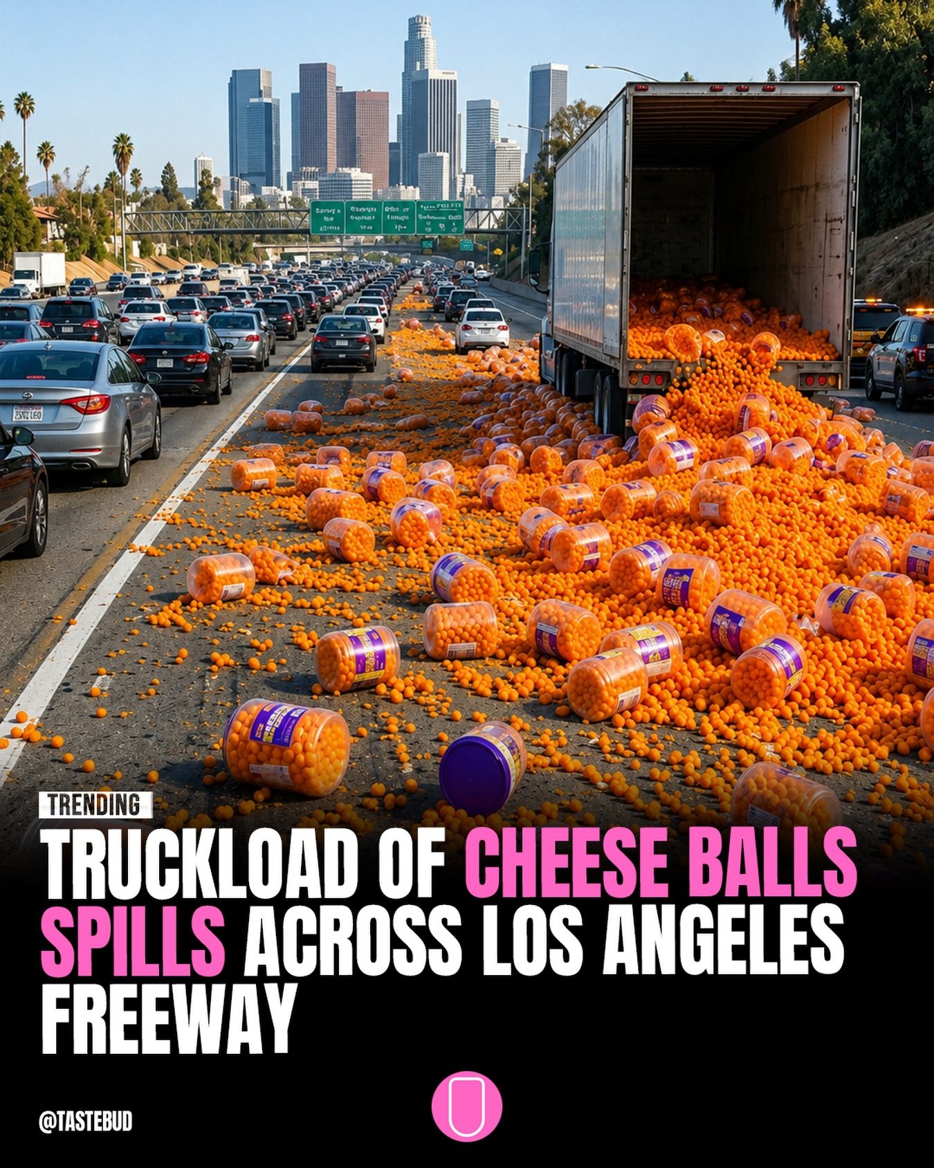 Tastebud Cheese Ball Spill Causes LA Traffic Jam