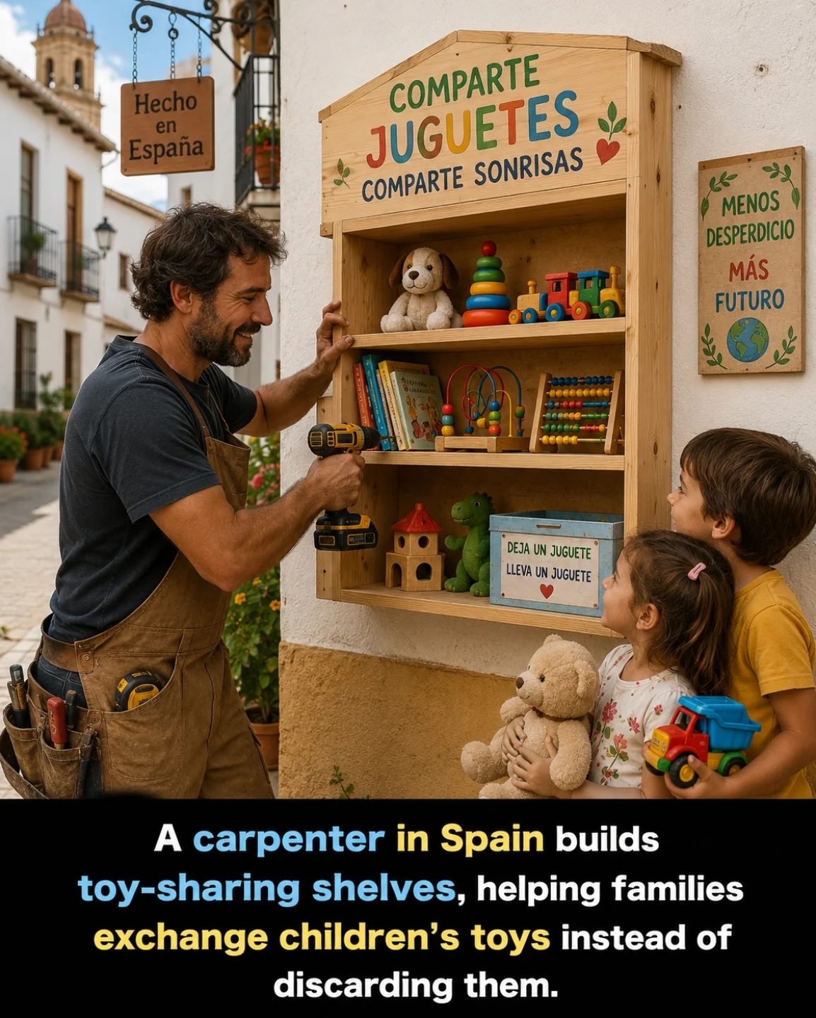 Building Eco-Friendly Toy Exchange Shelves in Spain