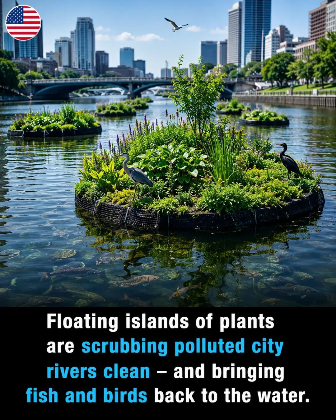 Floating Islands Revitalize Polluted Urban Rivers